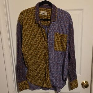 Urban Outfitters Blue and Yellow Patterned Shirt